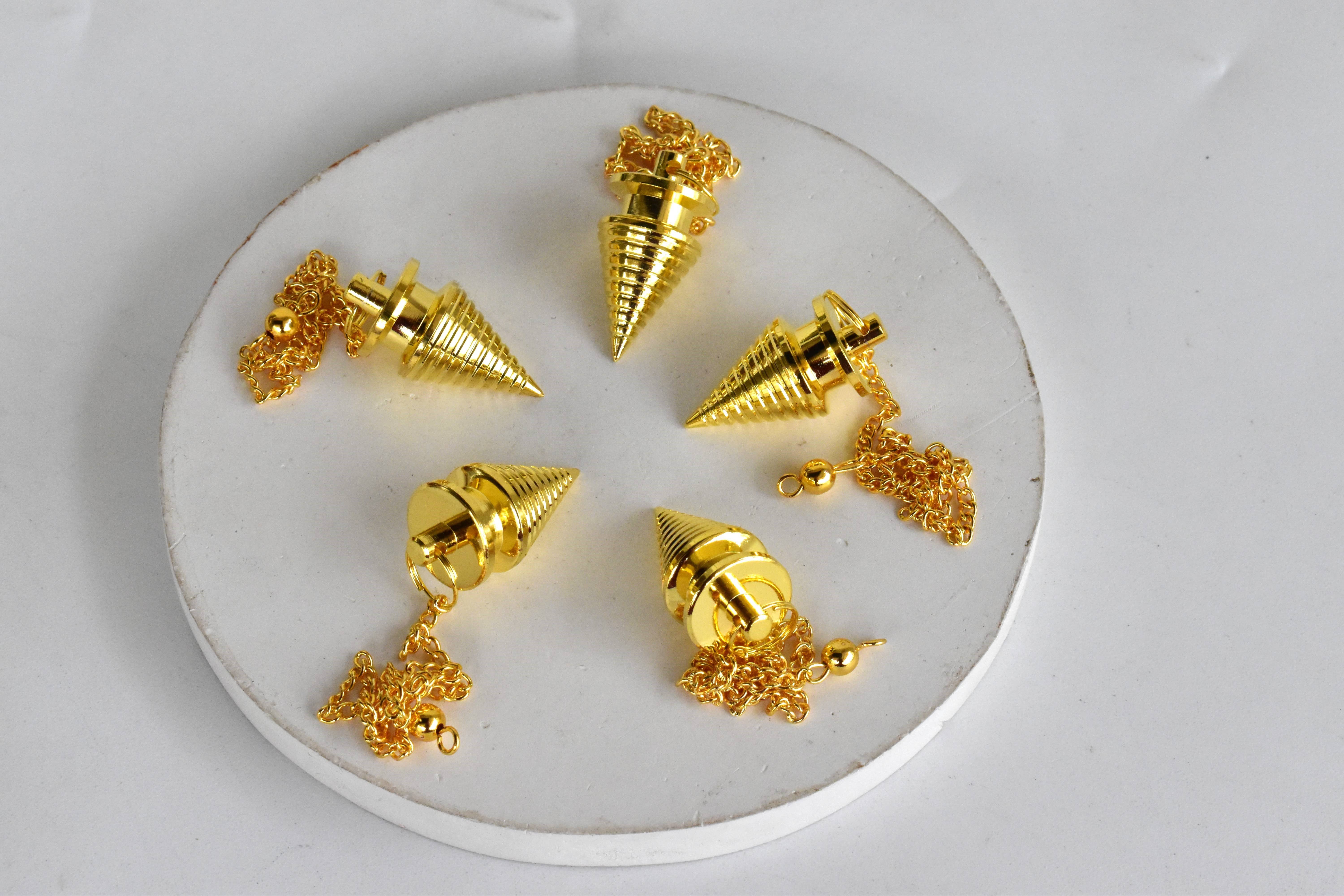 Soothing Crystals - Wholesale Meditation Supplies - Brass Golden Metal Pendulums, Solid Silver Ball Pendulum9