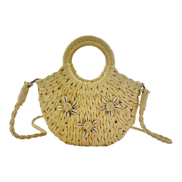 Rattan strandtaske skuldertaske med skal BG4225-9. (1 stk) for engroshandel hos TAPA fashion
