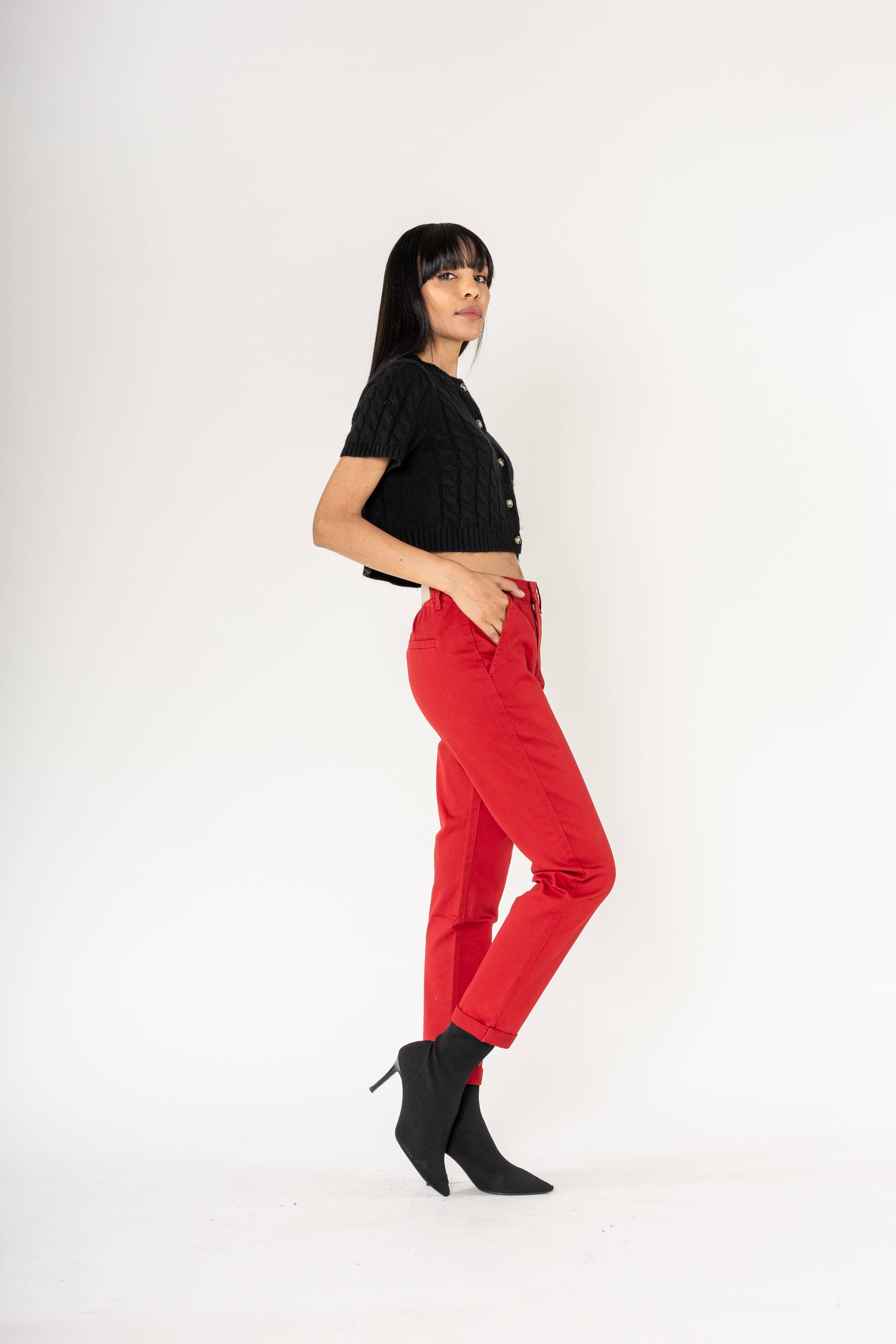 Nina Carter - Vente Pantalon – femme - Pantalon chino stretch taille haute confort Nina Carter J25018