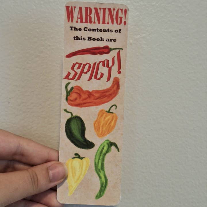 Warning the Contents of this Book are Spicy! Paper Bookmark for wholesale by Gen Aumonier Art