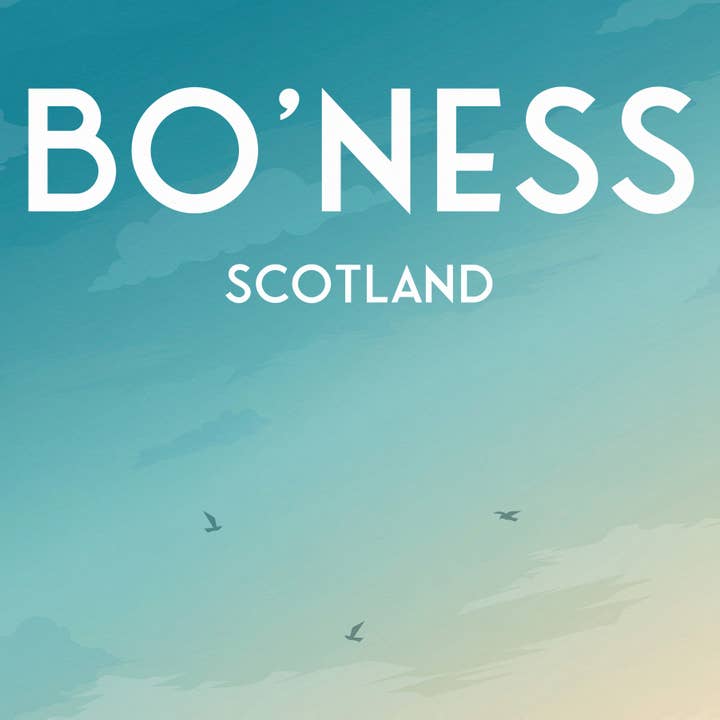 Printagonist - Wholesale Art Print - Bo'Ness Print, Scotland Travel Poster, Borrowstounness Illus1