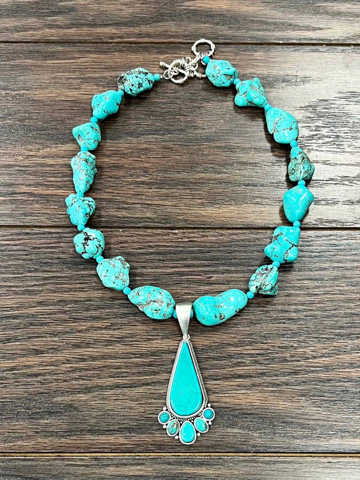 737546, Handgefertigte Navajo-Türkis-Halskette für den Großhandel von ISAC Trading Inc