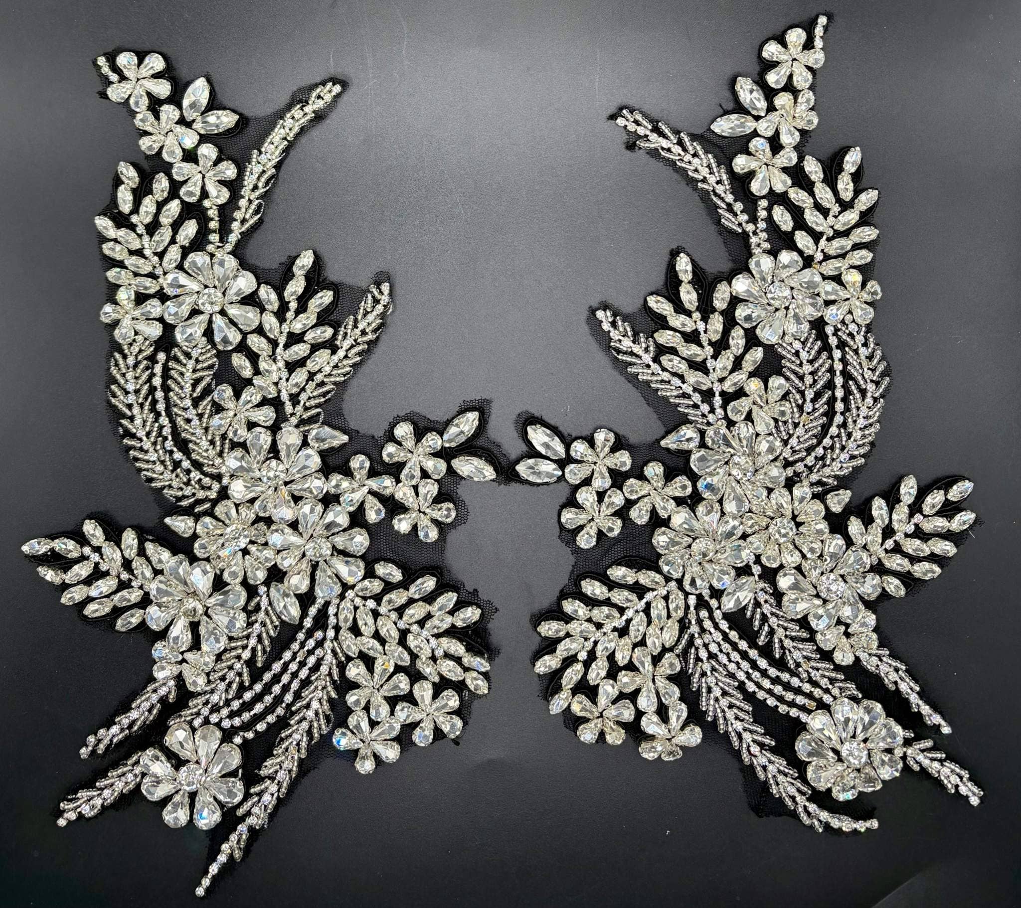 Appliques with Glitz - Wholesale Patch - Rhinestone Applique Pair (Various Colors)3