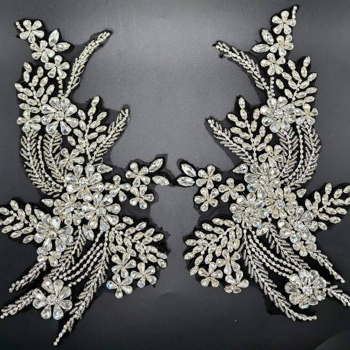 Appliques with Glitz - Wholesale Patch - Rhinestone Applique Pair (Various Colors)3