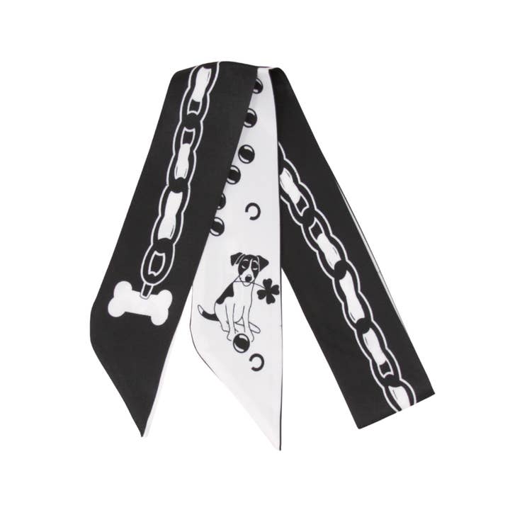 YF08-T28 ÉCHARPE FINE EN SOIE PAWS & CHAINS pour la vente par German Fuentes Handbags