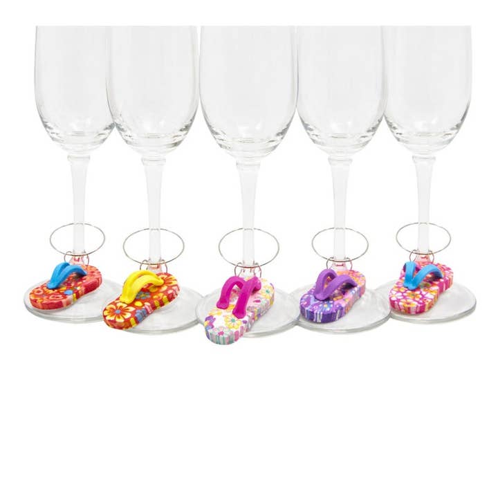 Wine Charms - Flip Flop Design - 6 Pieces for wholesale by EarthlieTreasures