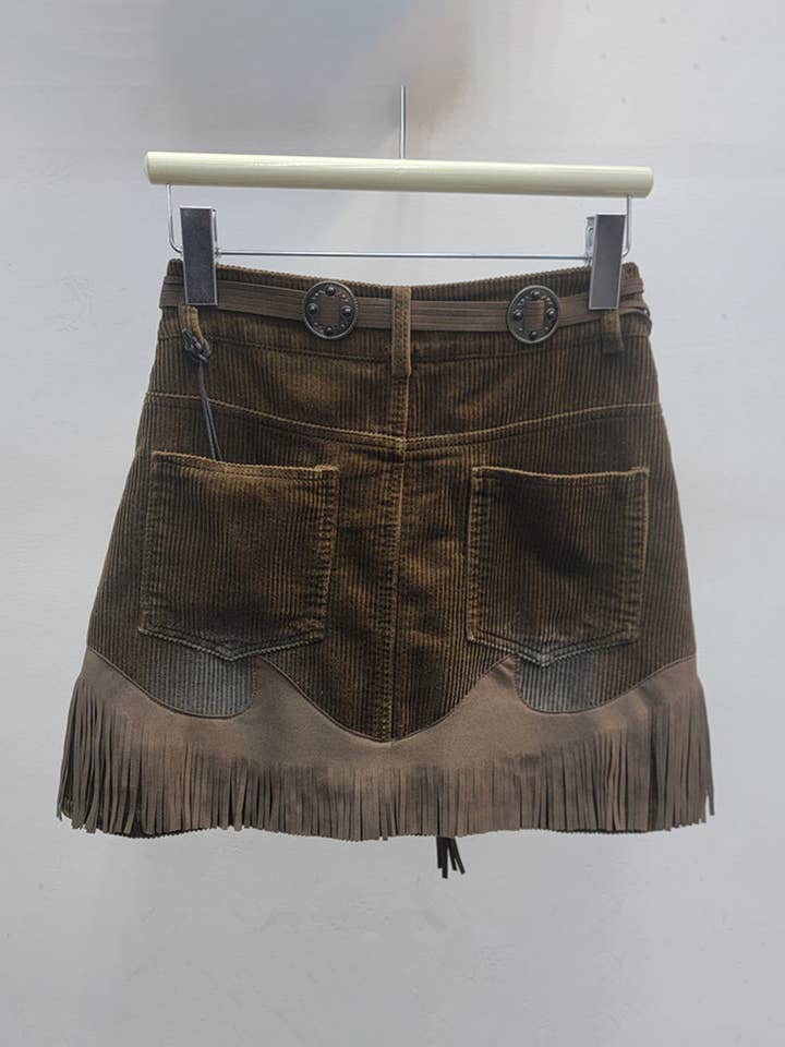 Mccolin - Wholesale Skirt - Women's - Fringe-Trim Mini Skirt with Pocket Detail3