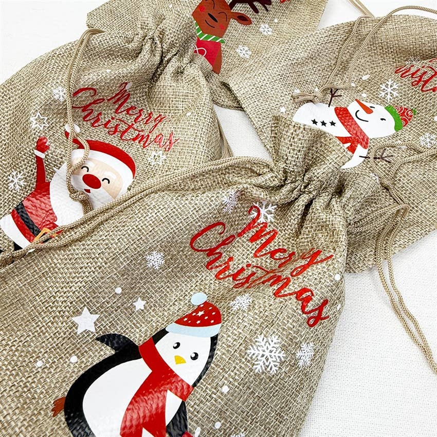 MÉLANGER LA COULEUR Sac cadeau Merry Christmas Snowflake Draw String en vente sur Faire4