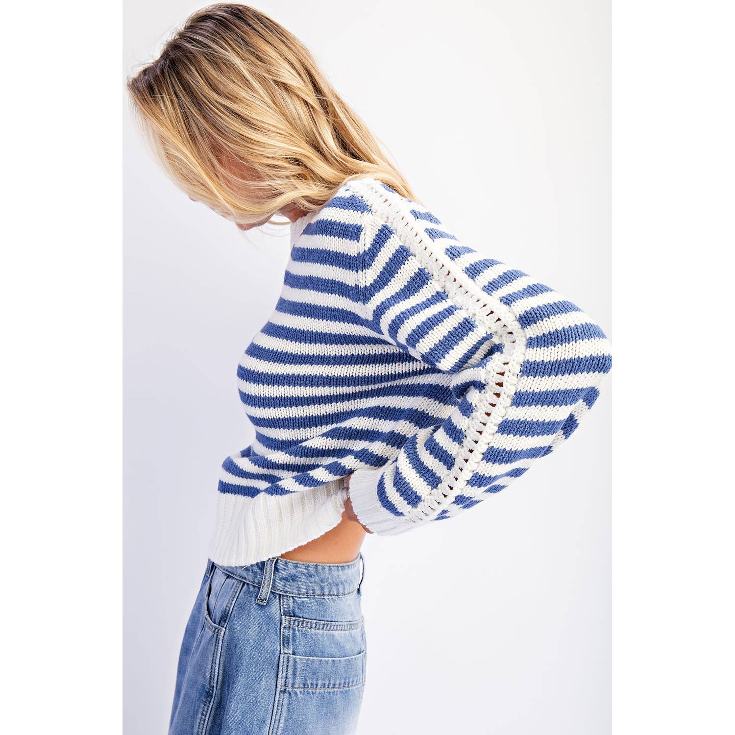 COTIERRA - Vente Pull en maille – femme - PULL RAYÉ À COL ROND4