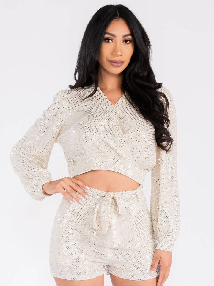 Women's Sequins Top and Shorts Set for wholesale by Fashion Space