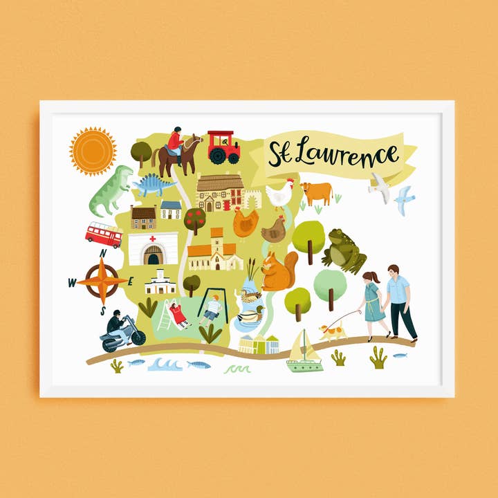 St Lawrence Map - Jersey Print for wholesale by Lauren Radley