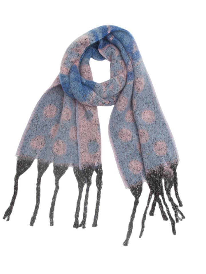 Contrast Color Print Tassel Scarves DPKS1014 for wholesale by Dipped Shop