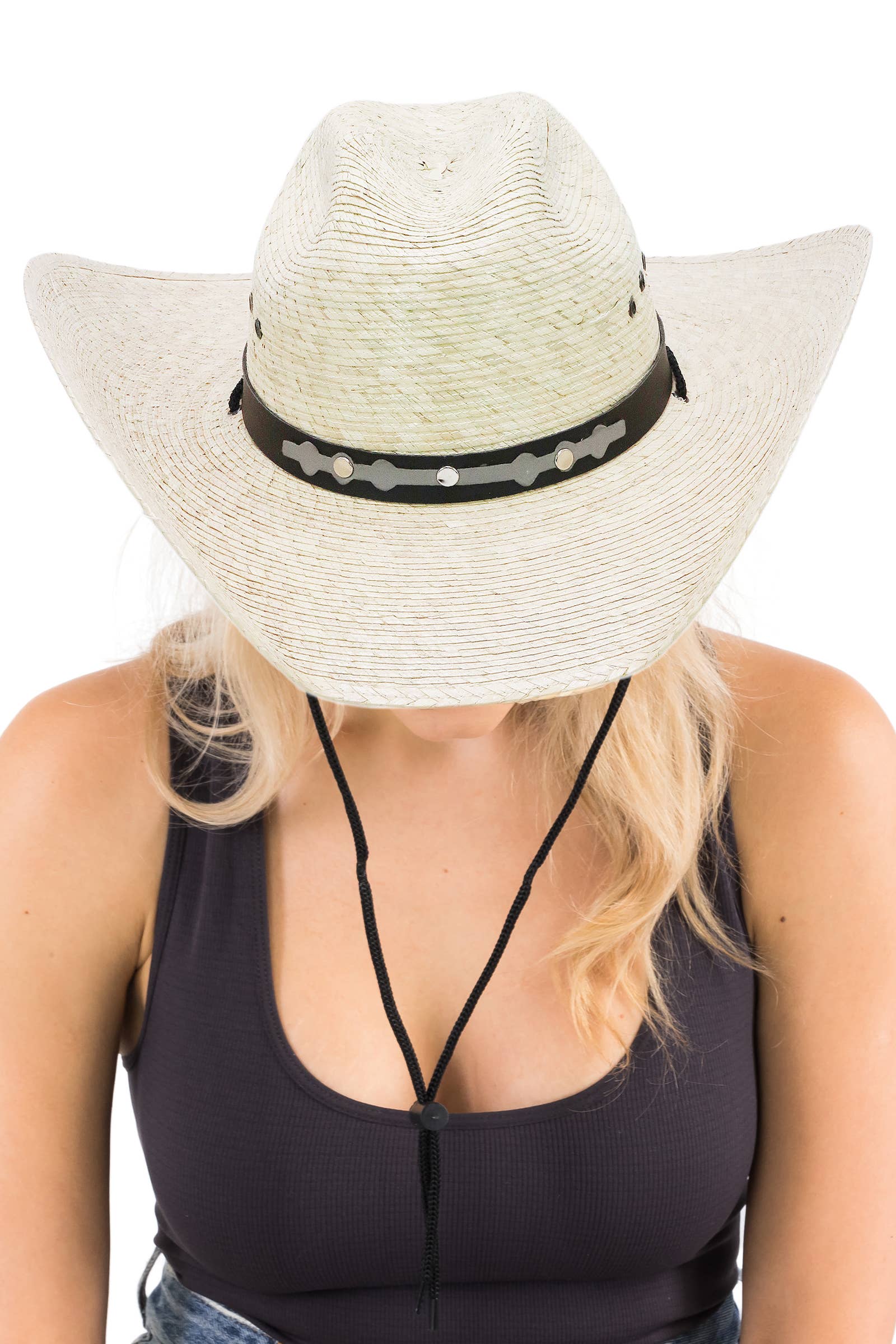 Cap Zone – wholesale Cowboy hat – Unisex – Eyeleted Cutter Palm Straw Cowboy Hat9