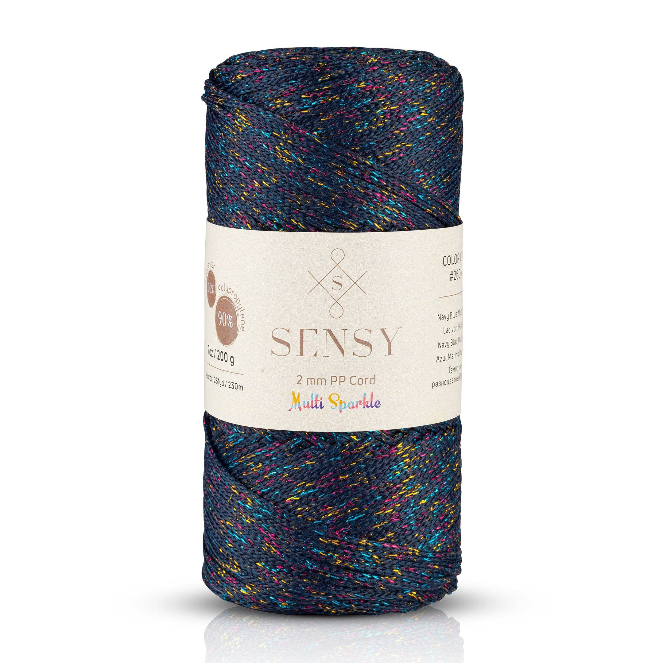 Sensy - Wholesale Yarn - Sensy Premium 2mm Multi Sparkle - 251 yards 90% Polypropylene / 10% Polyester Macrame Cord4