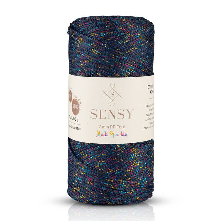 Sensy - Wholesale Yarn - Sensy Premium 2mm Multi Sparkle - 251 yards 90% Polypropylene / 10% Polyester Macrame Cord4