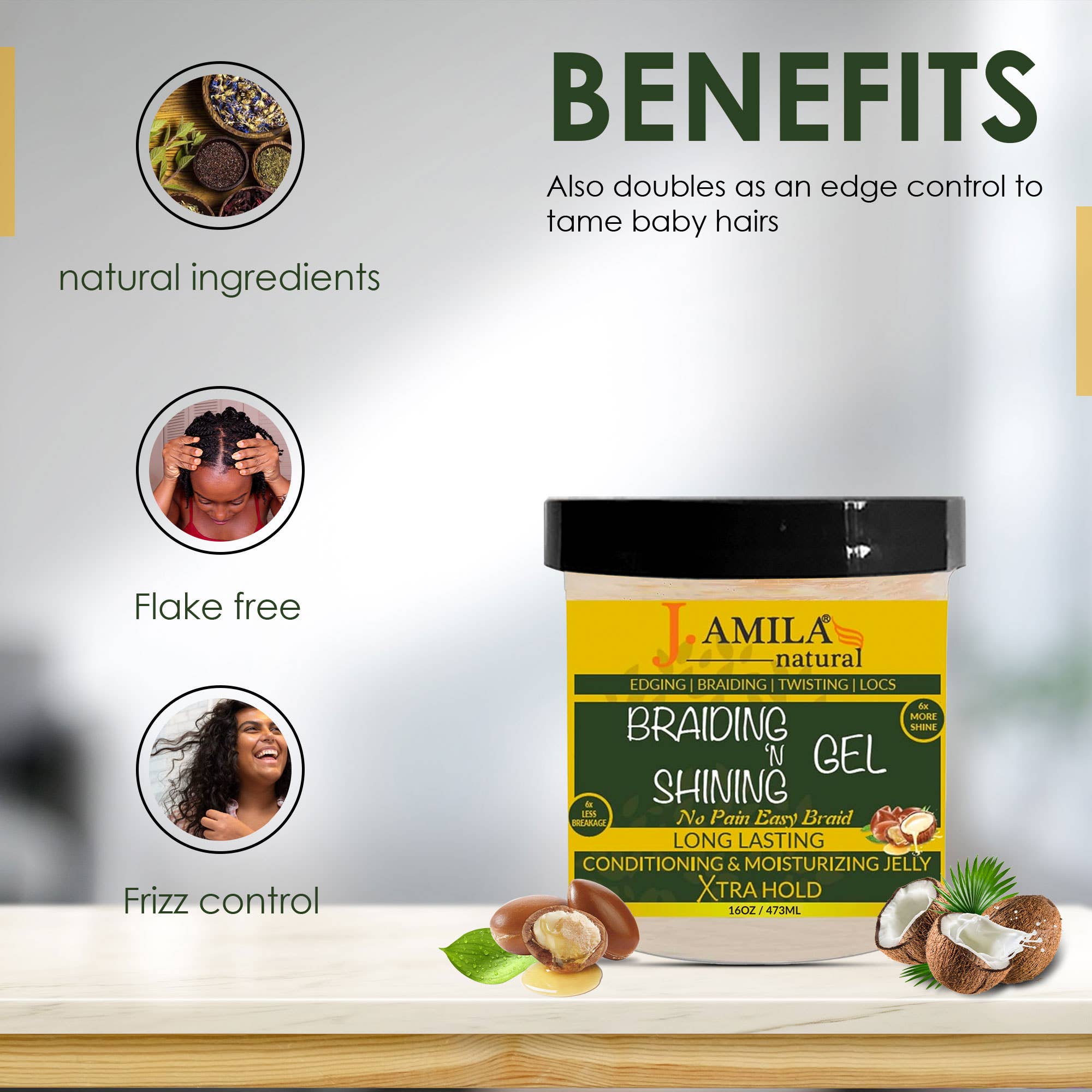 UB BRANDS INC - Wholesale Hair Styling Gel/Mousse - J. Amila Award-Winning Braiding ‘N Shining Gel Extreme Hold2