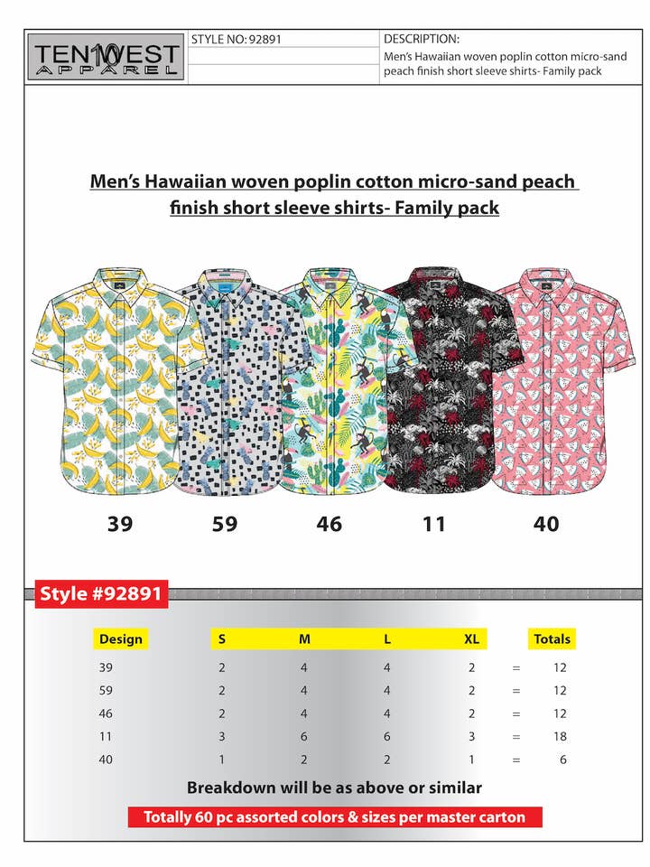 Chemise hawaïenne tissée S/S pour hommes - 1 pour la vente par Ten West Apparel