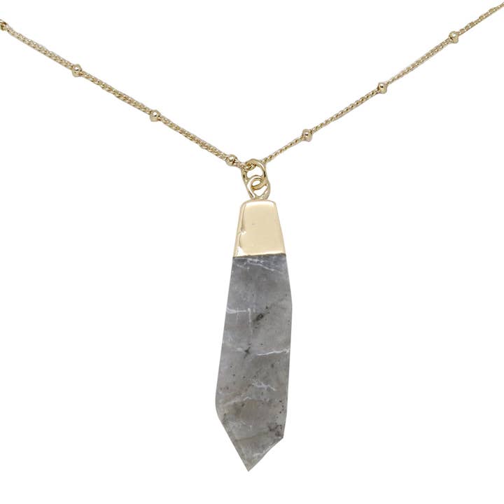 Labradorite & Gold Pendant Necklace for wholesale by CHARGED