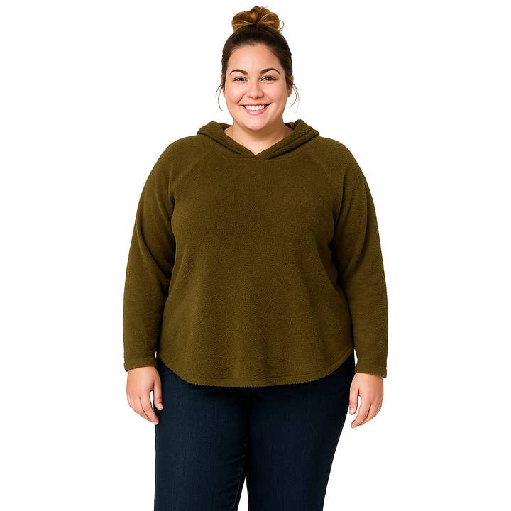 HOODIE DE MANGA COMPRIDA COM CAPUZ ESTRUTURADO FEATHER COZY CURVE por atacado de Coin 1804