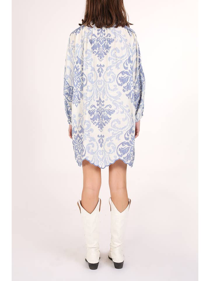 Beulah Style - Wholesale Dress - Women's - Abstract Floral Paisley Print Bowtie Mini Dress QC3155