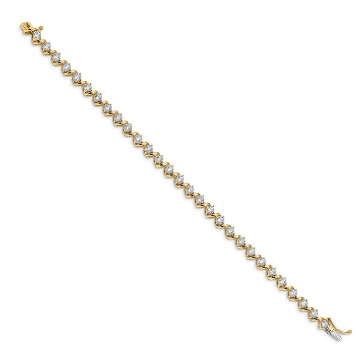 14k Yellow Gold Lab Grown Diamond Fancy Tennis Bracelet for wholesale by Fine Diamond