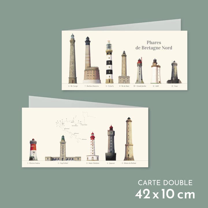 Longue-vue - Vendita all'ingrosso Cartoline - Fari della Bretagna settentrionale - Carta doppia