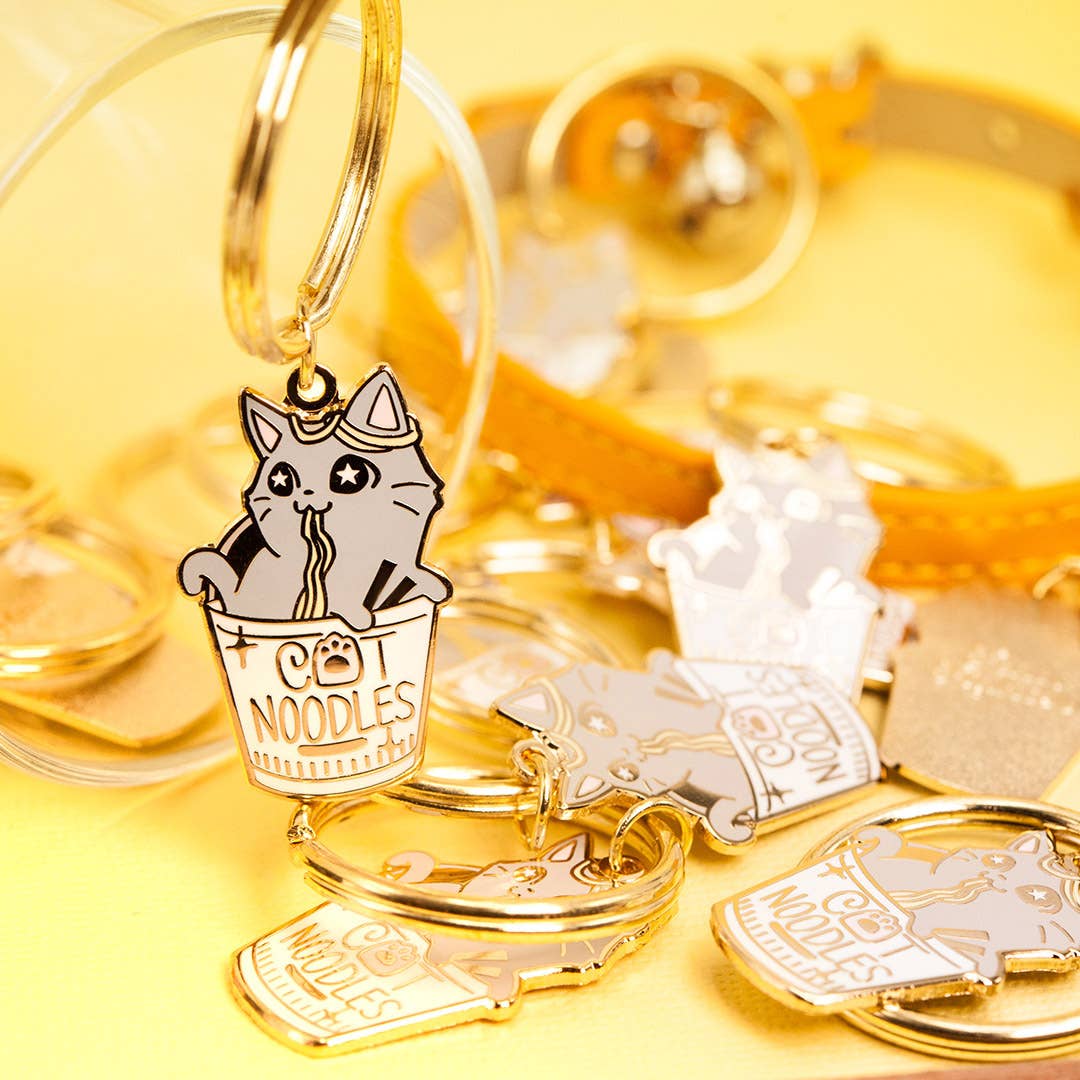 Flair Fighter - Wholesale Sleutelhanger - Uniseks - Kat (beker) noedels emaille sleutelhanger, vaderdag cadeau4