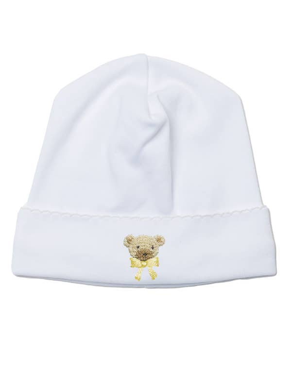 Gul Teddybjörn Pima Baby Mössa | Vit för wholesale av Milly Marie Pima