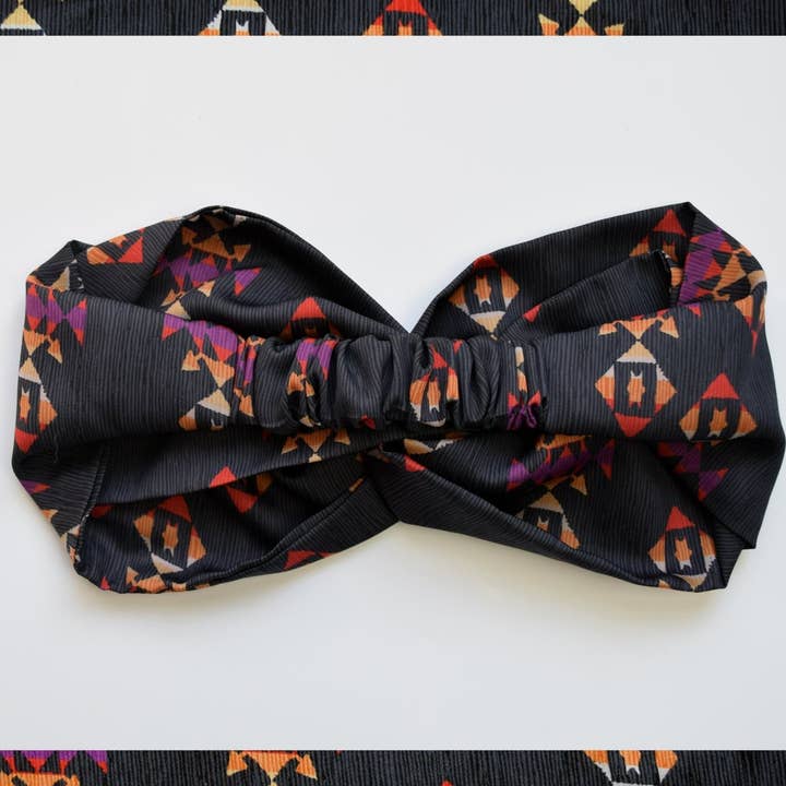 Protean London - Wholesale Haarband - Dames - Haarband uit de jaren 70, Azteekse print, zachte knoop jaren 70 haaraccessoire