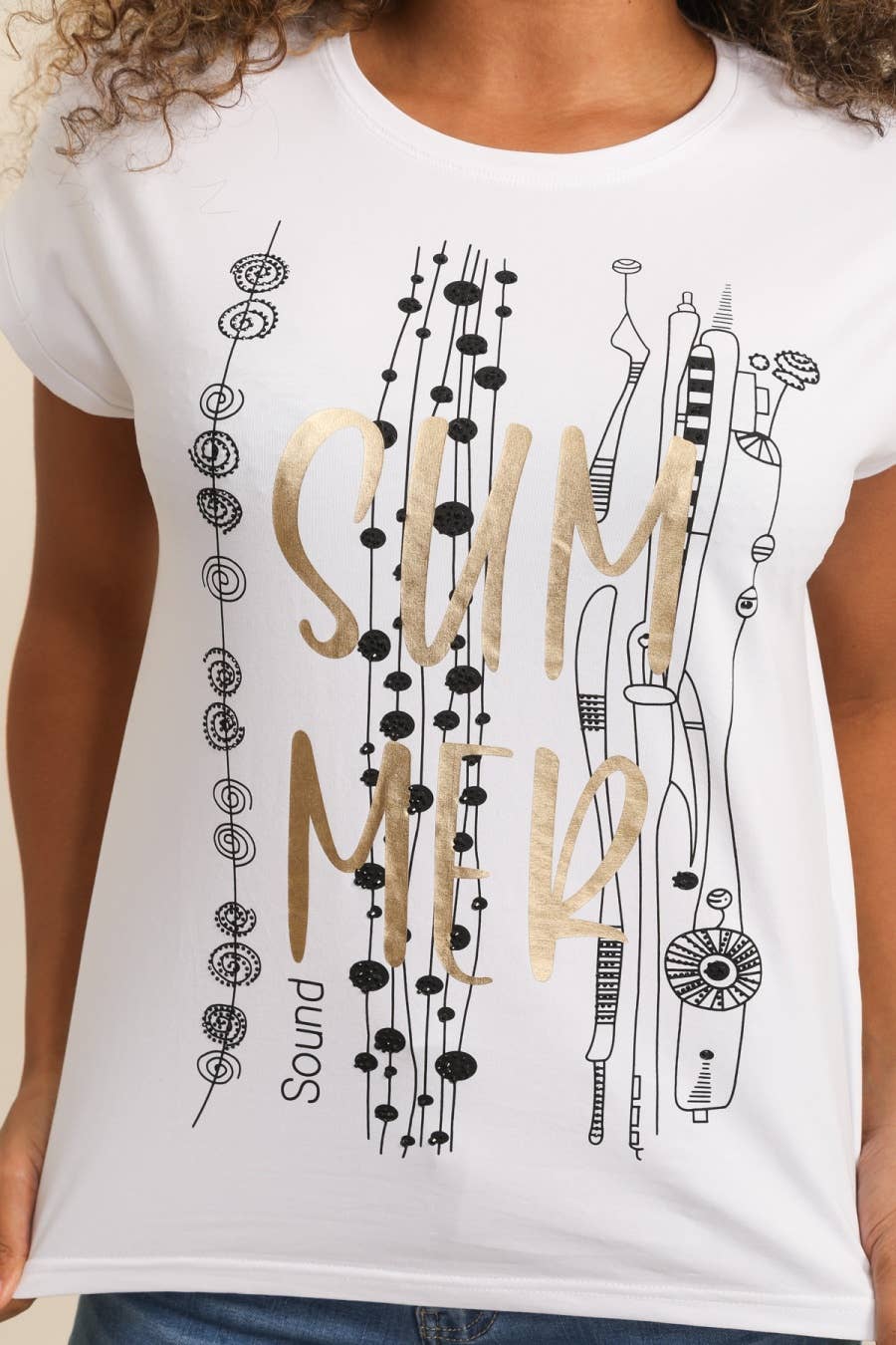 Attrait Paris – T-shirt estampada - Mulher por atacado – Camiseta de algodão Summer Sound1