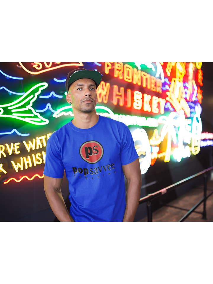 Pop Savvee Clothing - Wholesale Screen printed t-shirt – Men′s - Short Sleeve Crewneck T-Shirt - Red “Pop Savvee" Logo5