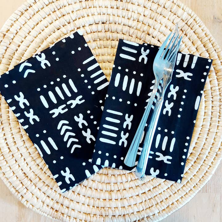 Set of 4 | 8 Napkins | 40x40cm | 100% Cotton African Print Fabric for wholesale by Mashona Collections
