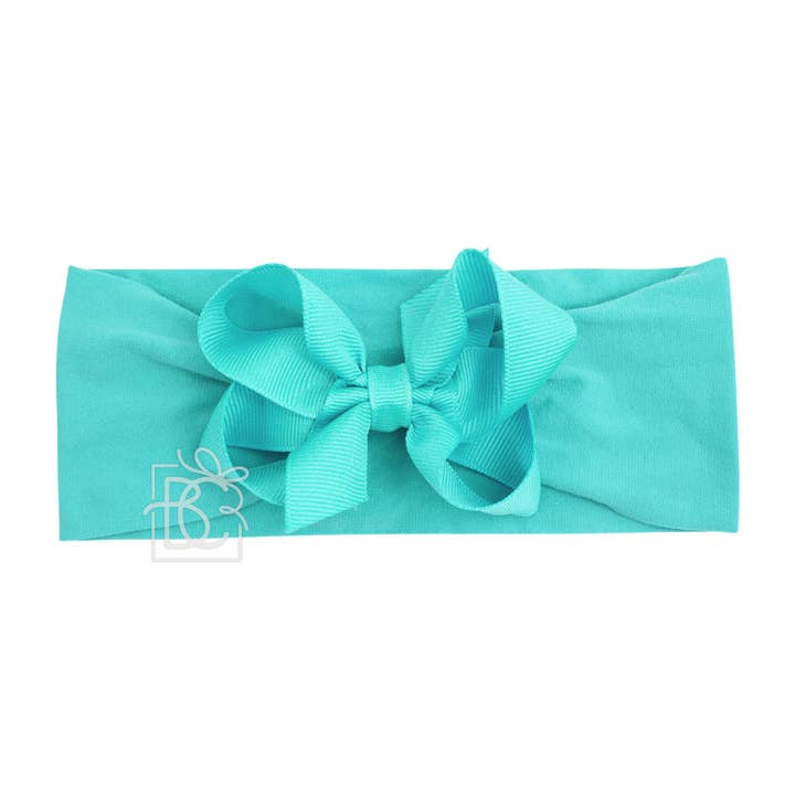 Beyond Creations, LLC - Wholesale Fashion Headband - Kids - WIDE PANTYHOSE HEADBAND W/CLASSIC GROSGRAIN BOW72