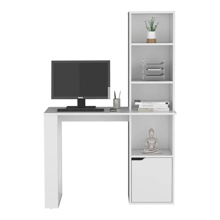 Treevol Furniture - Wholesale Bookcase - Aragon Office Desk, Four-Tier Bookcase, White Finish