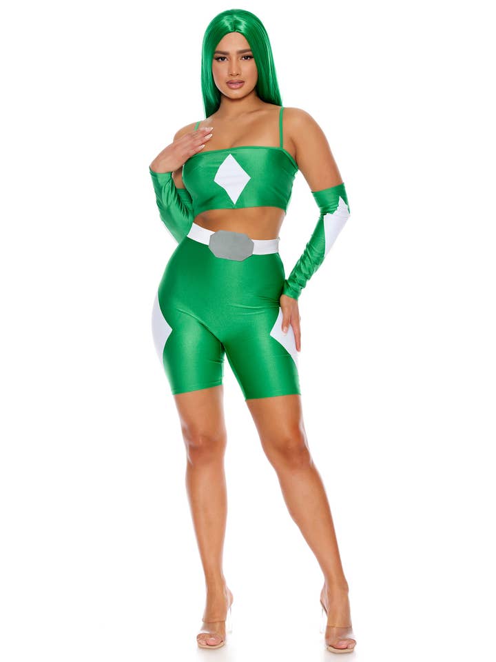 Green Take the Power Sexy Superhero Costume for wholesale on Faire