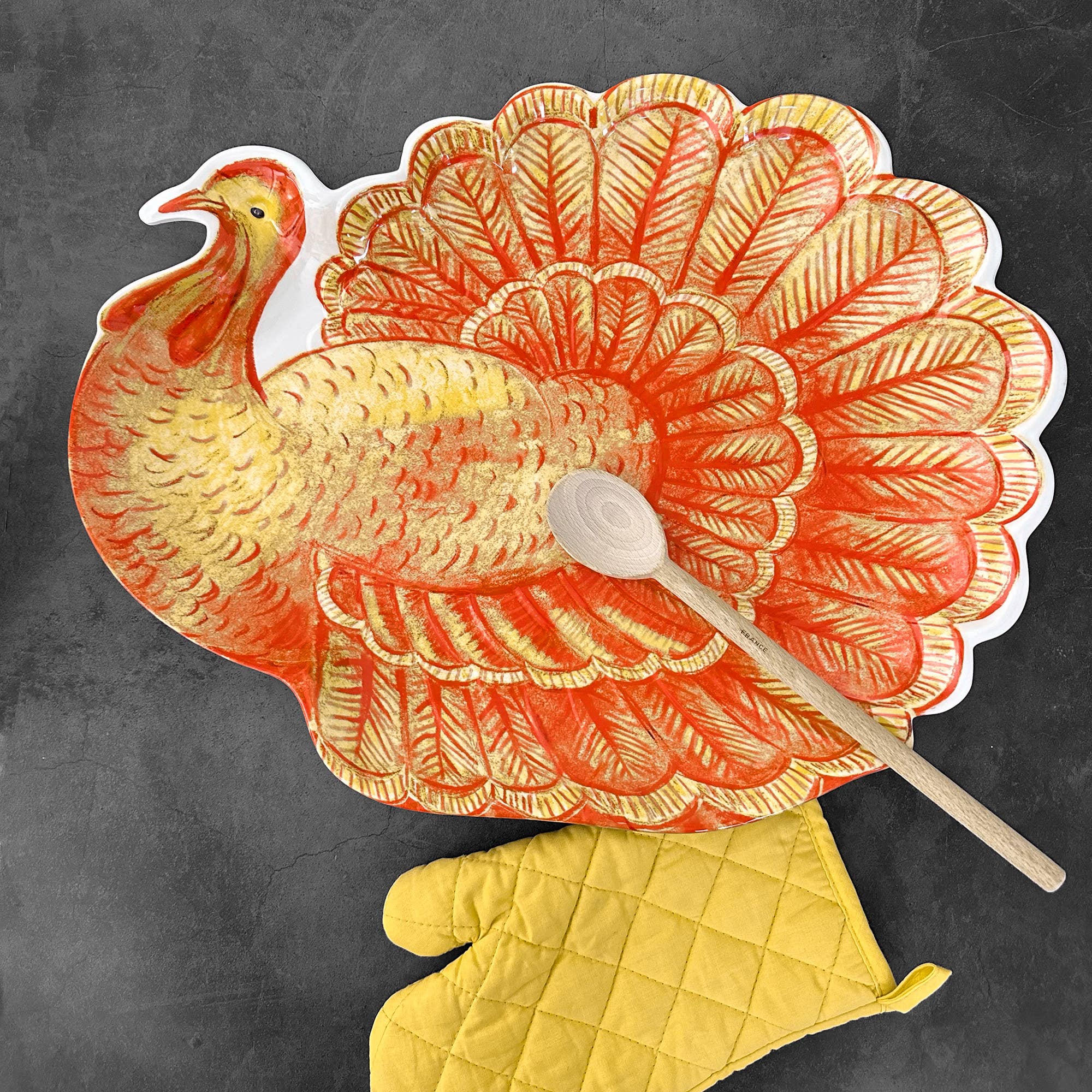 Supreme Housewares - Wholesale Platter - Glitter Turkey 19" Melamine Platter1