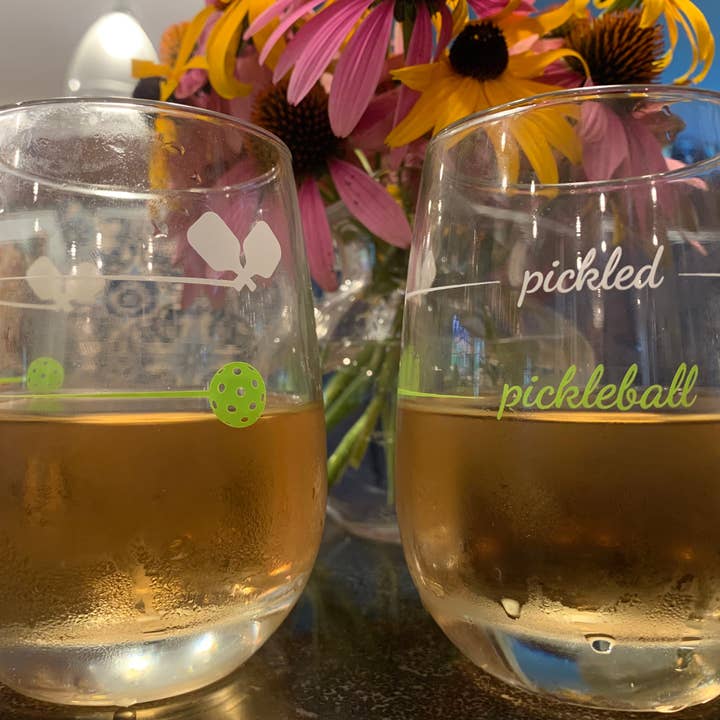 Pourtions Just Right - Wholesale Wine Glass - Pickleball Wine Glass | Stemless | Unique Gift | Pickleball