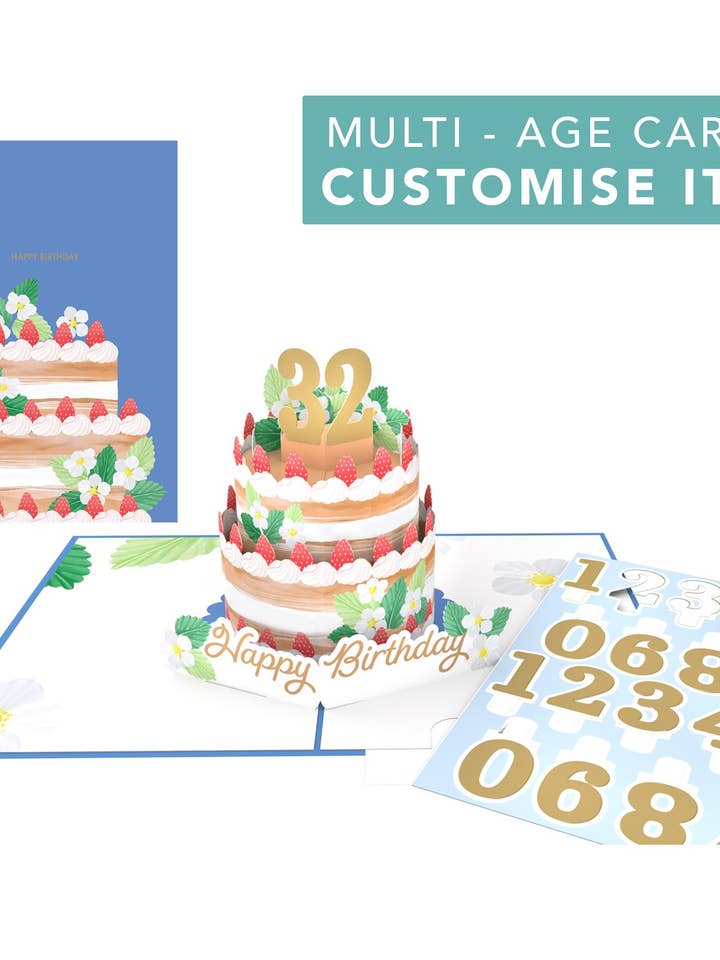 Geburtstagstorte - Mehrere Altersstufen - Origamo 3D-Karten - Second Nature für den Großhandel von Second Nature Ltd