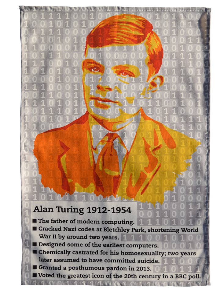 Alan Turing Tea Towel for wholesale by Radical Tea Towel North America