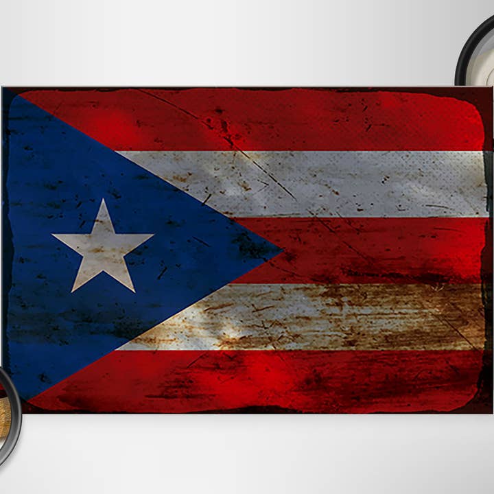 Femer - Wholesale Sign - Puerto Rico Rust Flag Wooden Sign 30x20cm1