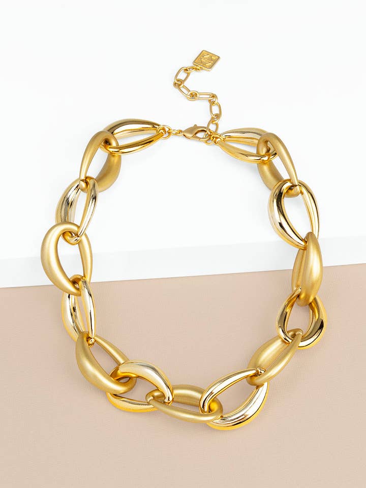 Collar corto de eslabones mate y abultados para venta al por mayor de ZENZII Jewelry