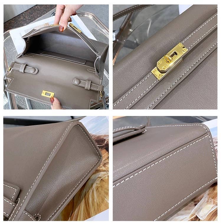 Sook Stainable - Vendita all'ingrosso Tracolla - Donna - Borsa a tracolla a busta in vera pelle con chiusura metallica9