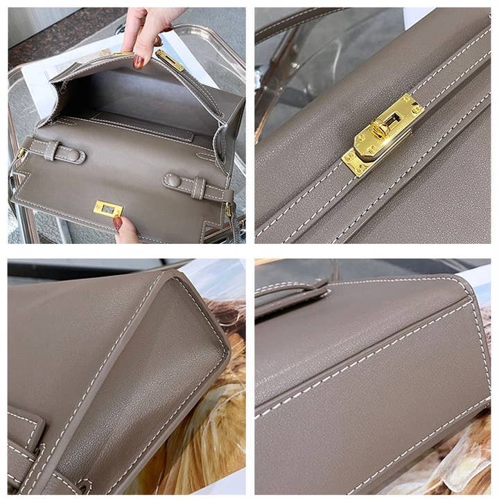 Sook Stainable – wholesale Axelremsväska – Dam – Äkta läder kuvert axelväska med metallförslutning13