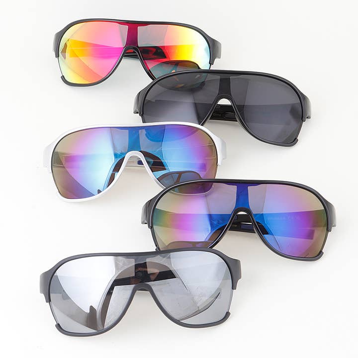 Straight Mirrored Shield Sunglasses for wholesale by 3AM BY H&D ACCESSORIES