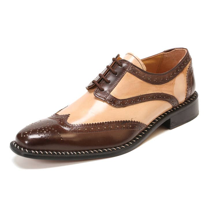 Brown Beige Hope Men Leather Oxford Style Dress Shoes for wholesale on Faire