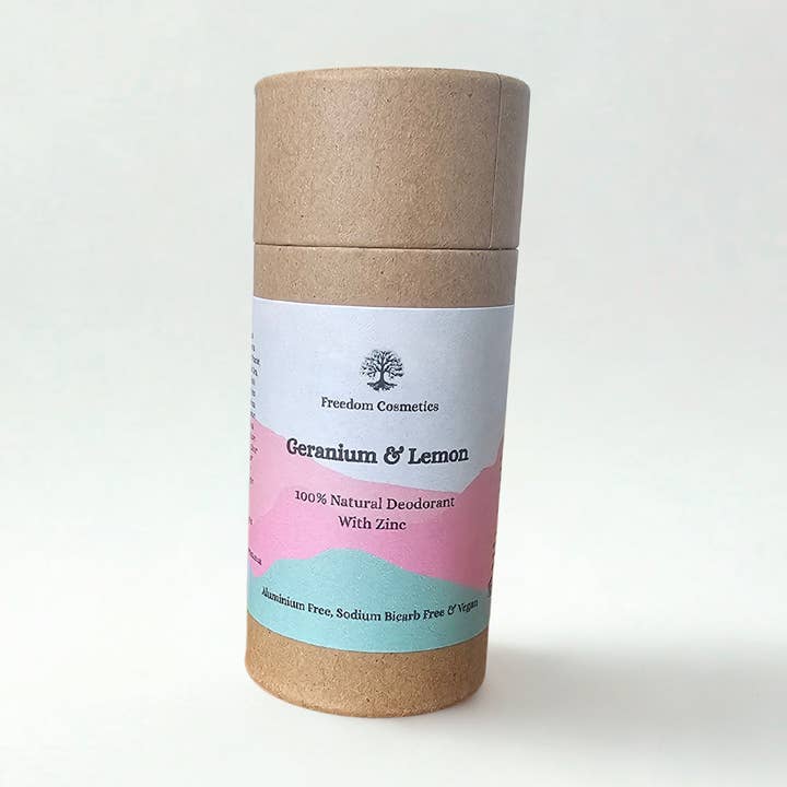 Geranium & Lemon Natural Deodorant – Plastic-Free & Zinc Powered for wholesale by Freedom Cosmetics