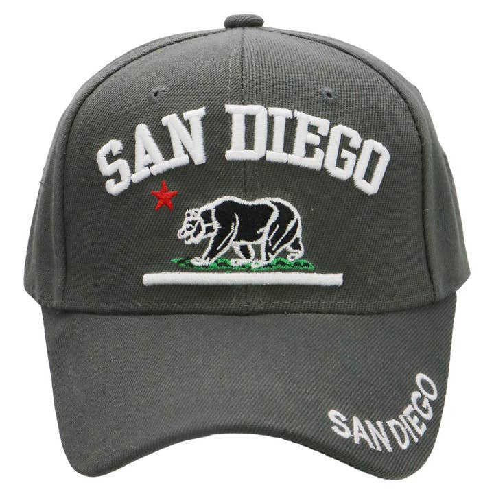Assorted San Diego Cali Bear Velcro Back Baseball Cap for wholesale on Faire5