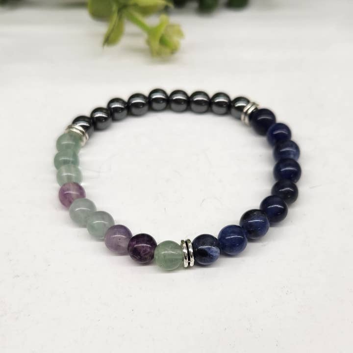 Focus Concentration-Fluorite/Sodalite/Hematite Child Bracele for wholesale by Meraki Gemstones