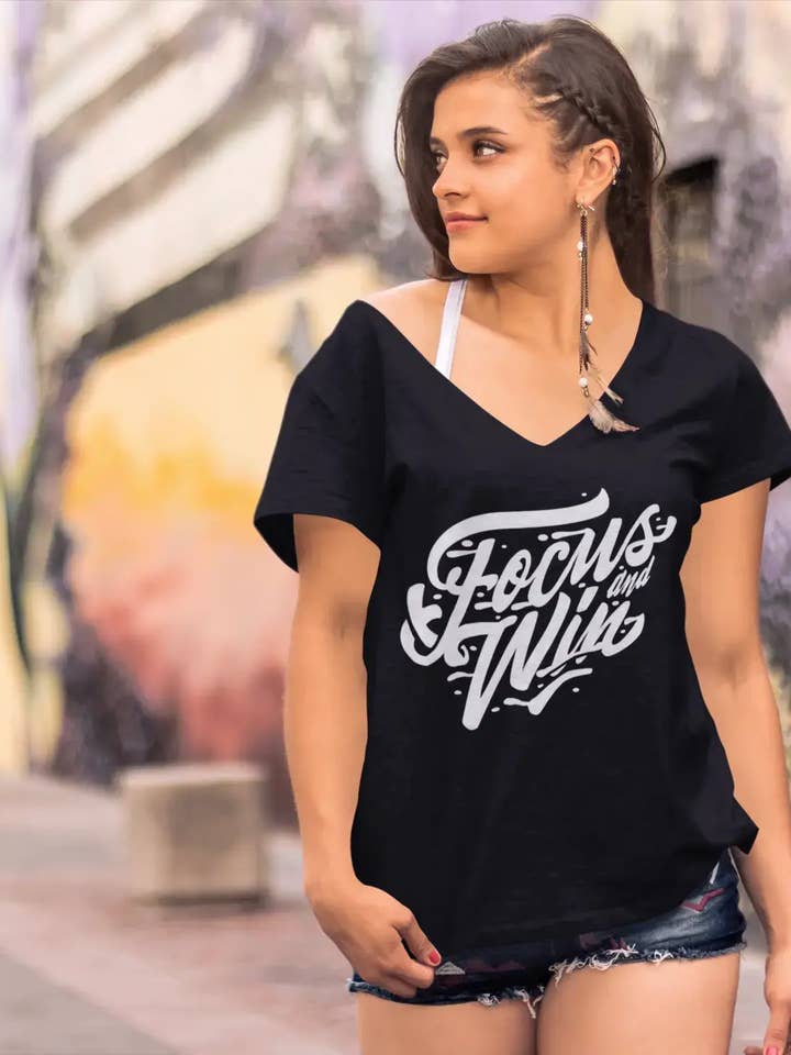 ULTRABASIC T-shirt voor dames Focus and Win - Motiverende inspirerende slogan voor wholesale door ULTRABASIC