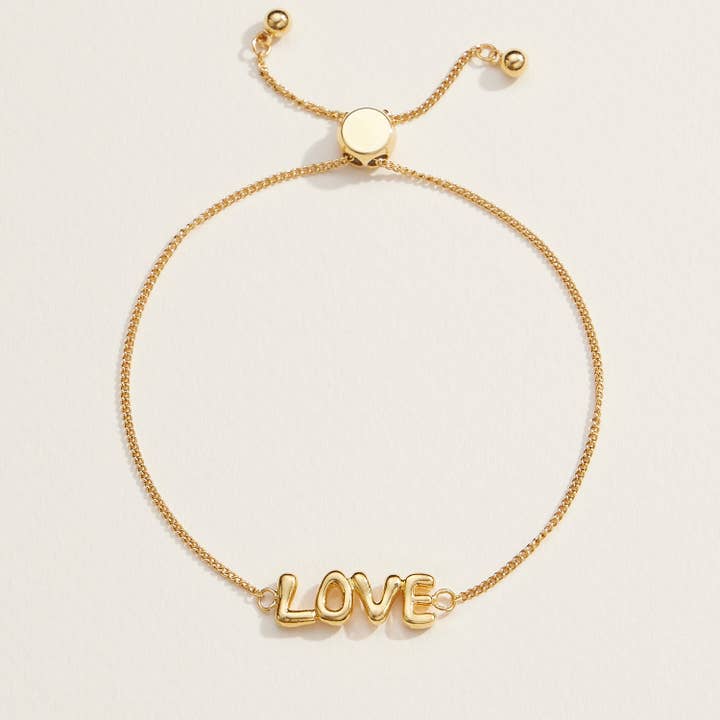 18K Gold Dipped Adjustable Love Script Bracelet - Gift for wholesale by Frem